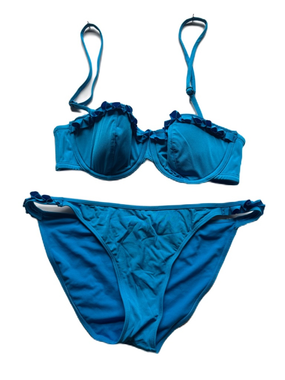 H&M blue convertible halter/bandeau bikini sz 12 bottoms, 36C top